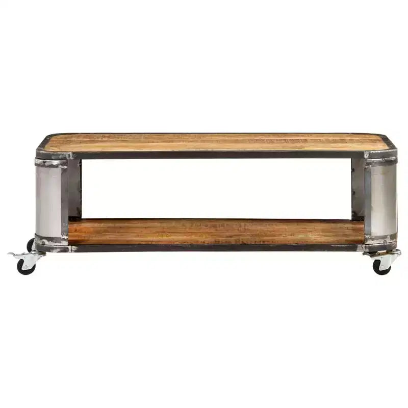 Table basse avec roulettes - Bois de manguier massif, 100 cm