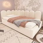 Twin Upholstered Platform Daybed with Hydraulic Storage and Metal Slatted Frame