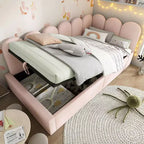 Twin Upholstered Platform Daybed with Hydraulic Storage and Metal Slatted Frame