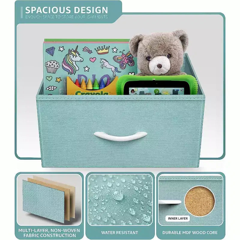 Commode en tissu à 8 tiroirs avec cadre en acier et plateau en bois