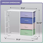Commode en tissu à 8 tiroirs avec cadre en acier et plateau en bois