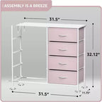 Commode en tissu à 8 tiroirs avec cadre en acier et plateau en bois