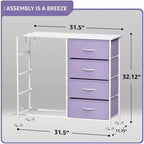 Commode en tissu à 8 tiroirs avec cadre en acier et plateau en bois