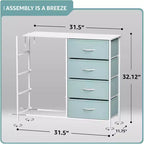 Commode en tissu à 8 tiroirs avec cadre en acier et plateau en bois