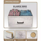Commode en tissu à 8 tiroirs avec cadre en acier et plateau en bois
