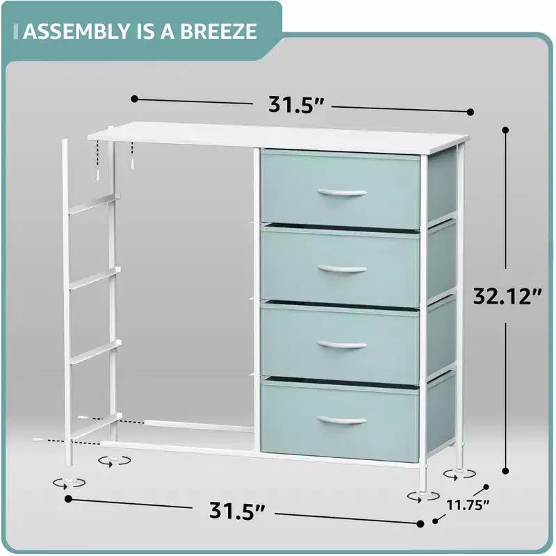 8-Drawer Fabric Dresser with Steel Frame and Wood Top