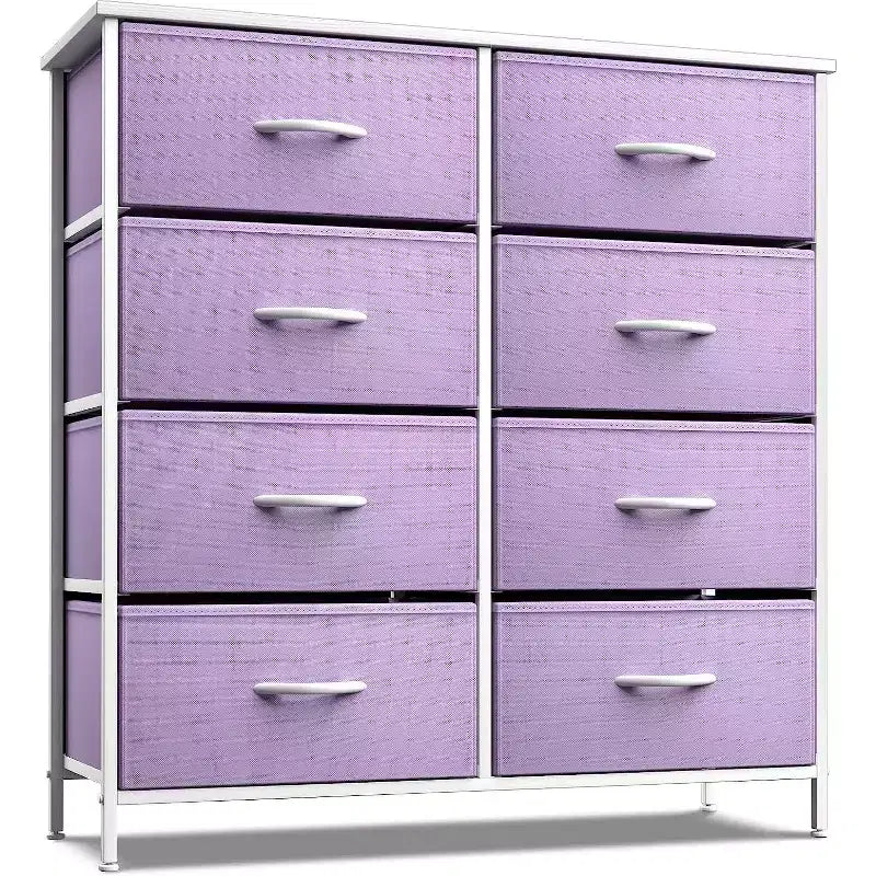 8-Drawer Fabric Dresser with Steel Frame and Wood Top
