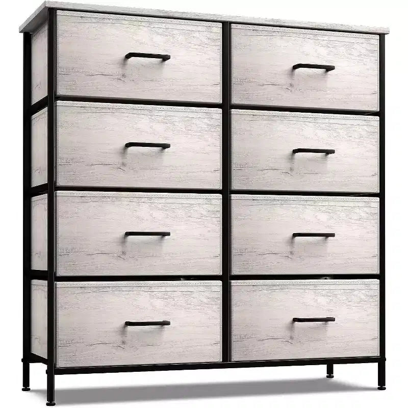 8-Drawer Fabric Dresser with Steel Frame and Wood Top