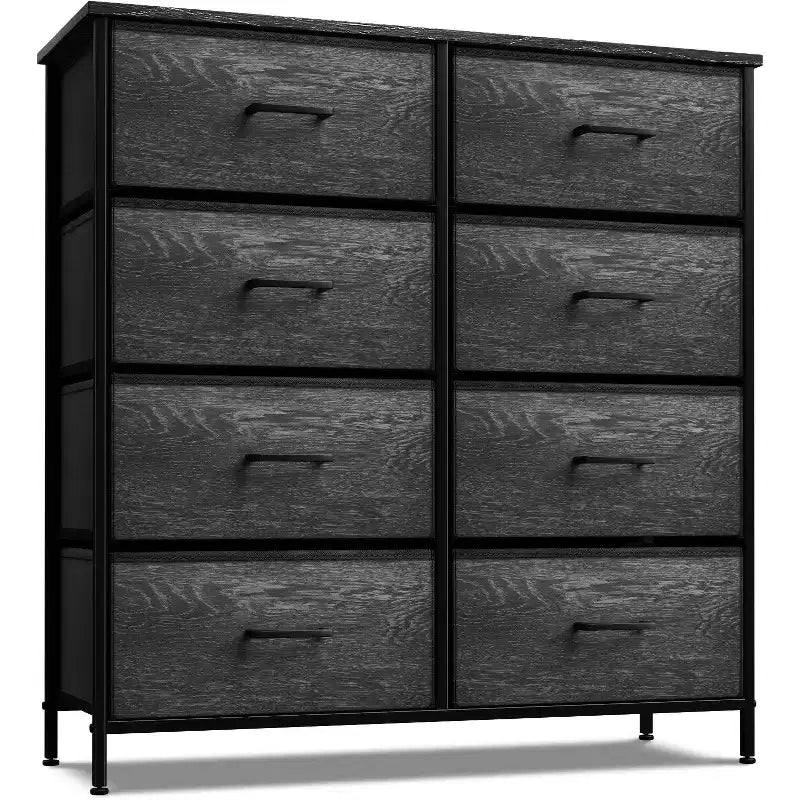 8-Drawer Fabric Dresser with Steel Frame and Wood Top