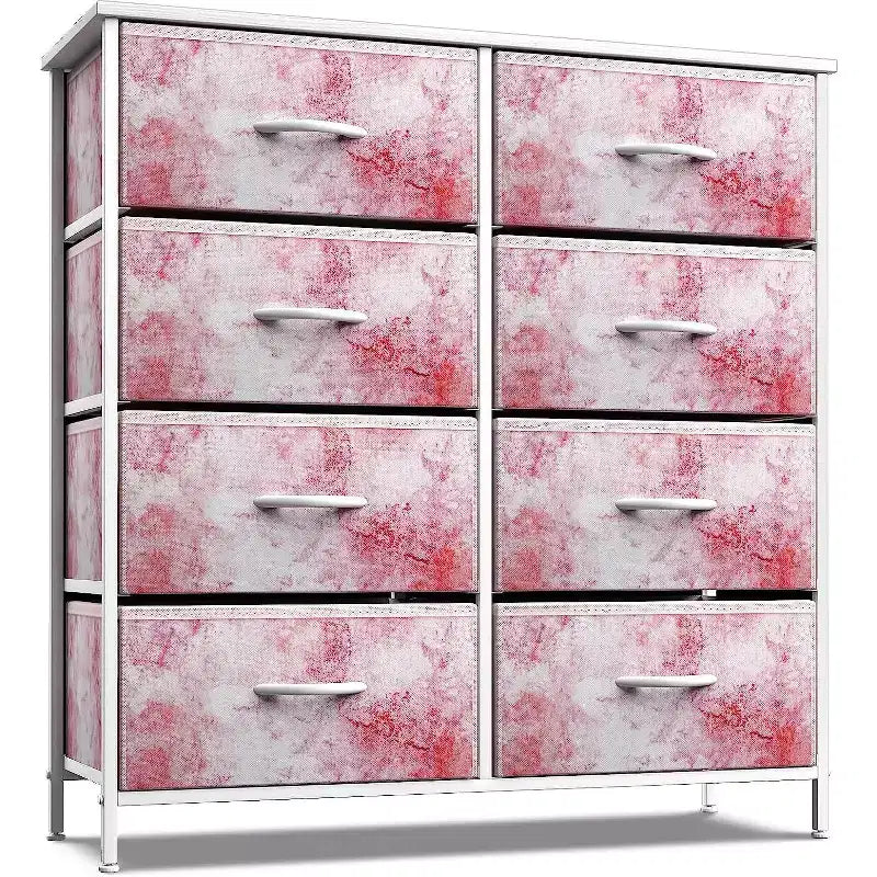 8-Drawer Fabric Dresser with Steel Frame and Wood Top