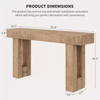 Console rustique en chêne de 63 po avec étagère ouverte – Table d'entrée étroite pour salon, couloir, dos de canapé