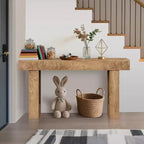 Console rustique en chêne de 63 po avec étagère ouverte – Table d'entrée étroite pour salon, couloir, dos de canapé
