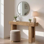 Console rustique en chêne de 63 po avec étagère ouverte – Table d'entrée étroite pour salon, couloir, dos de canapé