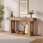 Console rustique en chêne de 63 po avec étagère ouverte – Table d'entrée étroite pour salon, couloir, dos de canapé