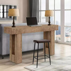 Console rustique en chêne de 63 po avec étagère ouverte – Table d'entrée étroite pour salon, couloir, dos de canapé