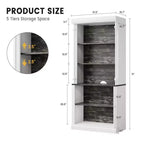 Bibliothèque à 5 niveaux avec armoire de rangement et éclairage LED