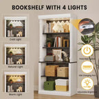 Bibliothèque à 5 niveaux avec armoire de rangement et éclairage LED