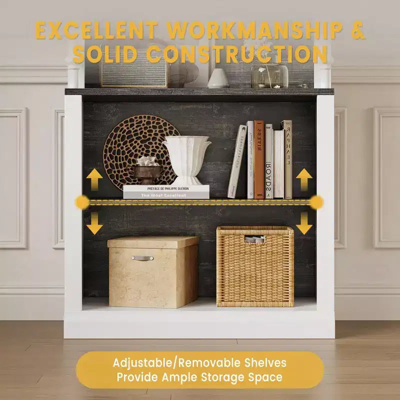 Bibliothèque à 5 niveaux avec armoire de rangement et éclairage LED