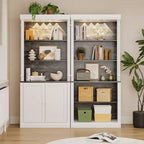 Bibliothèque à 5 niveaux avec armoire de rangement et éclairage LED