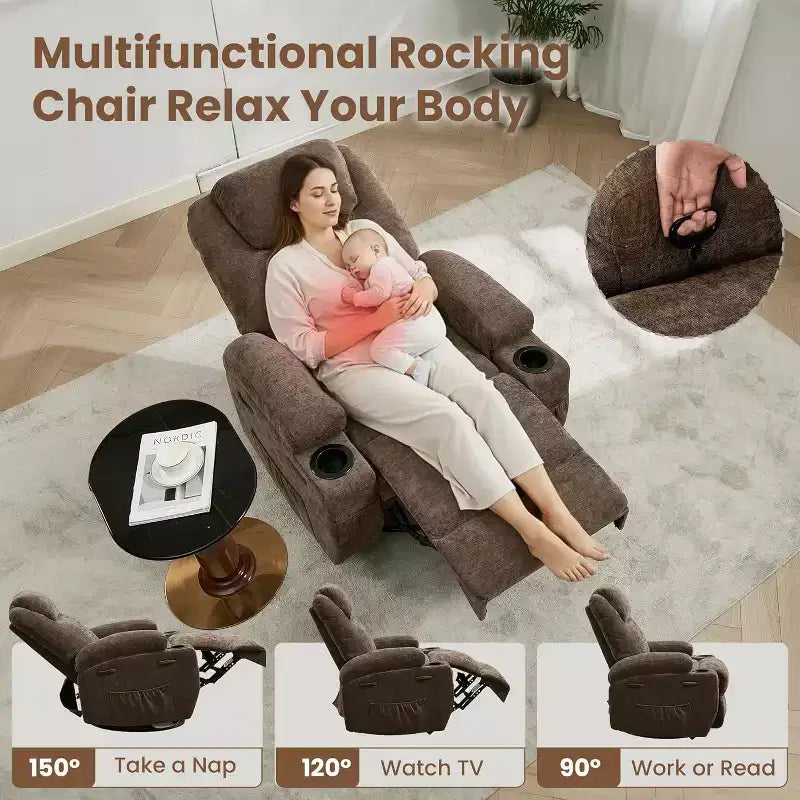 Fauteuil inclinable, pivotant à 360°, avec fonction massage et chauffage