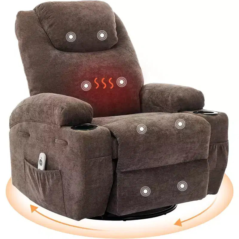 Fauteuil inclinable, pivotant à 360°, avec fonction massage et chauffage