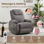 Fauteuil inclinable, pivotant à 360°, avec fonction massage et chauffage