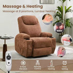 Fauteuil inclinable, pivotant à 360°, avec fonction massage et chauffage