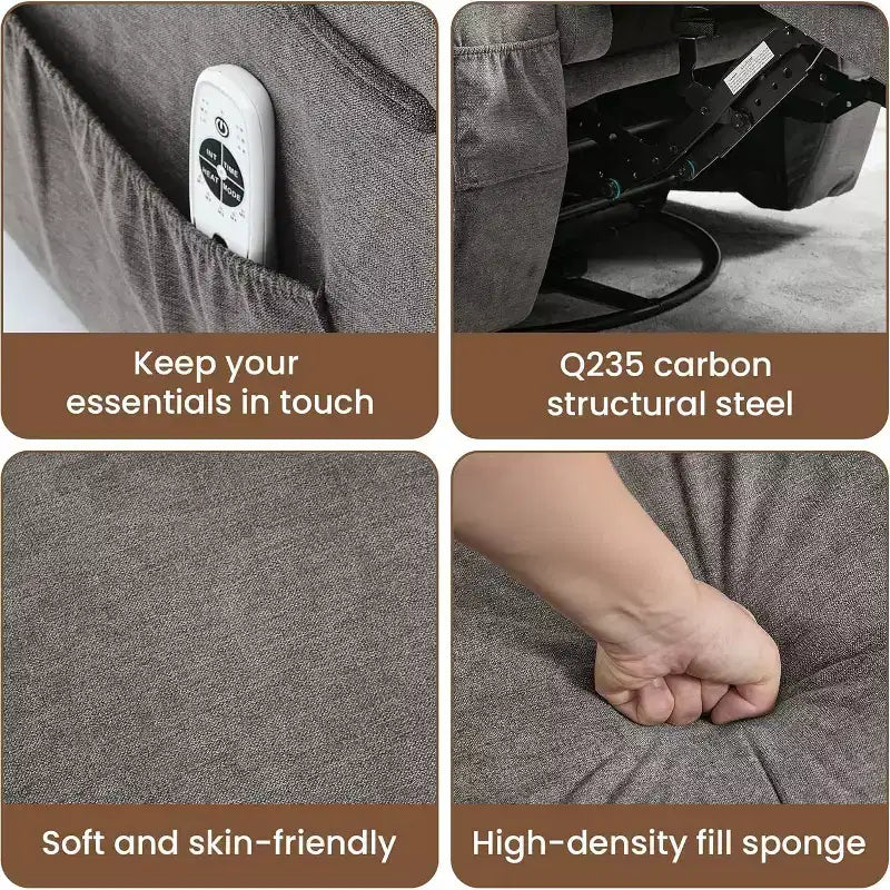 Fauteuil inclinable, pivotant à 360°, avec fonction massage et chauffage
