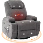 Fauteuil inclinable, pivotant à 360°, avec fonction massage et chauffage