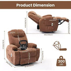 Fauteuil inclinable, pivotant à 360°, avec fonction massage et chauffage