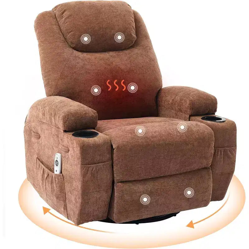 Fauteuil inclinable, pivotant à 360°, avec fonction massage et chauffage