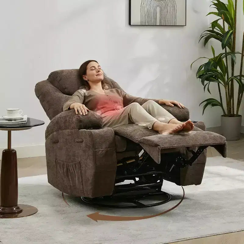 360 Swivel Rocker Recliner Chair with Massage and Heat Function