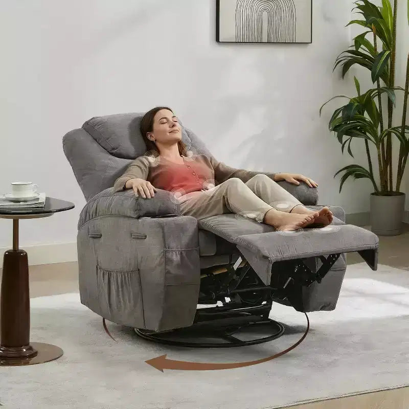 360 Swivel Rocker Recliner Chair with Massage and Heat Function