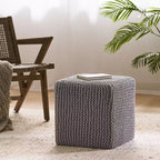 Pouf ottoman carré en coton