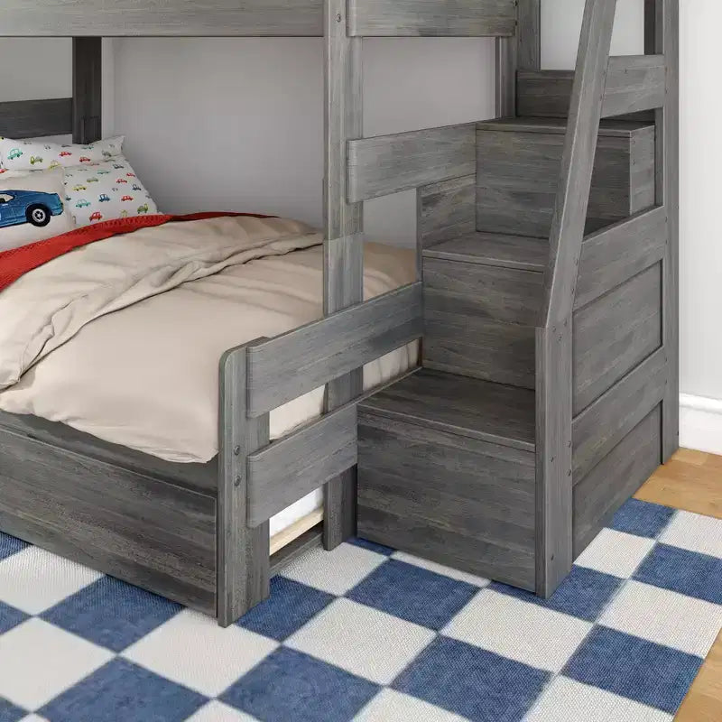 Twin Over Full Bunk Bed with Staircase and Trundle
