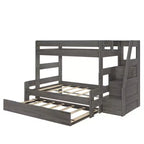 Twin Over Full Bunk Bed with Staircase and Trundle