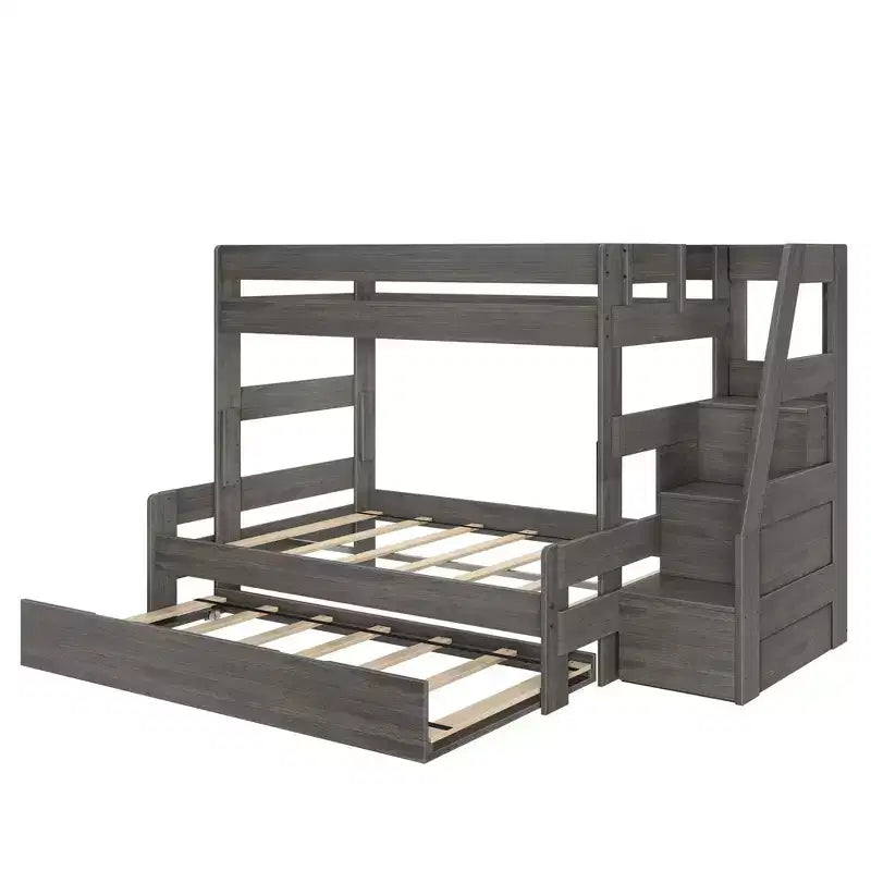 Twin Over Full Bunk Bed with Staircase and Trundle