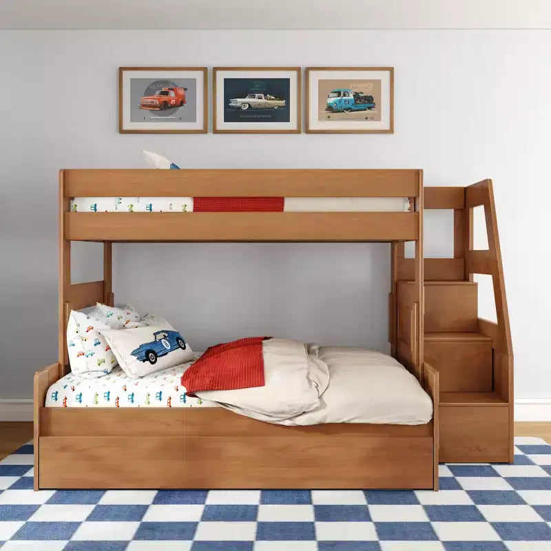Twin Over Full Bunk Bed with Staircase and Trundle