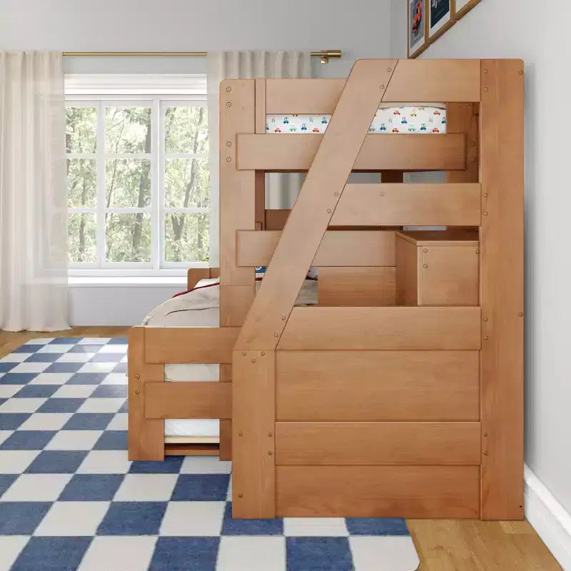 Twin Over Full Bunk Bed with Staircase and Trundle