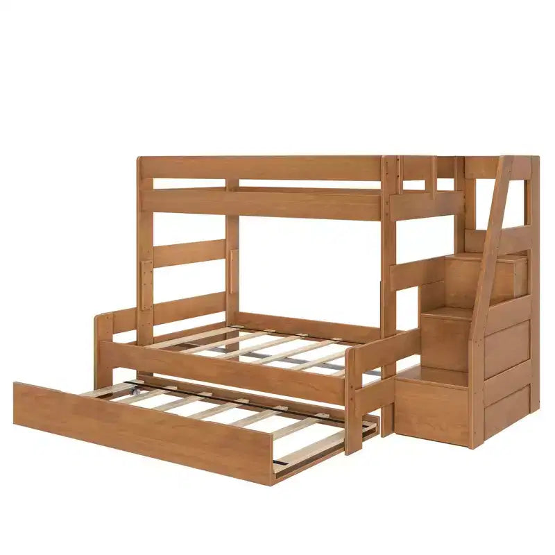 Twin Over Full Bunk Bed with Staircase and Trundle
