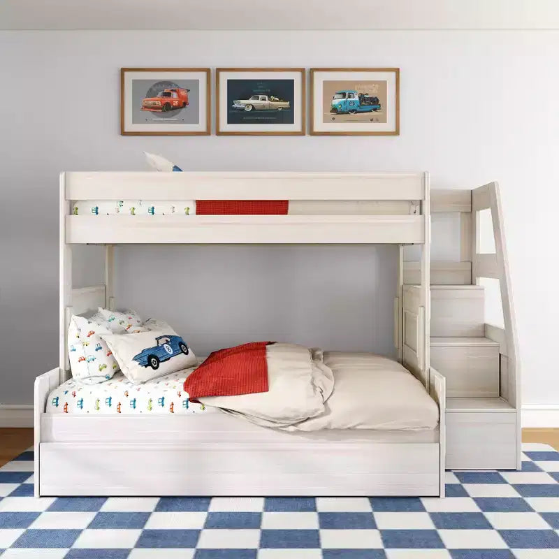 Twin Over Full Bunk Bed with Staircase and Trundle