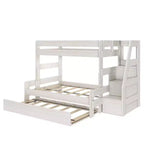 Twin Over Full Bunk Bed with Staircase and Trundle