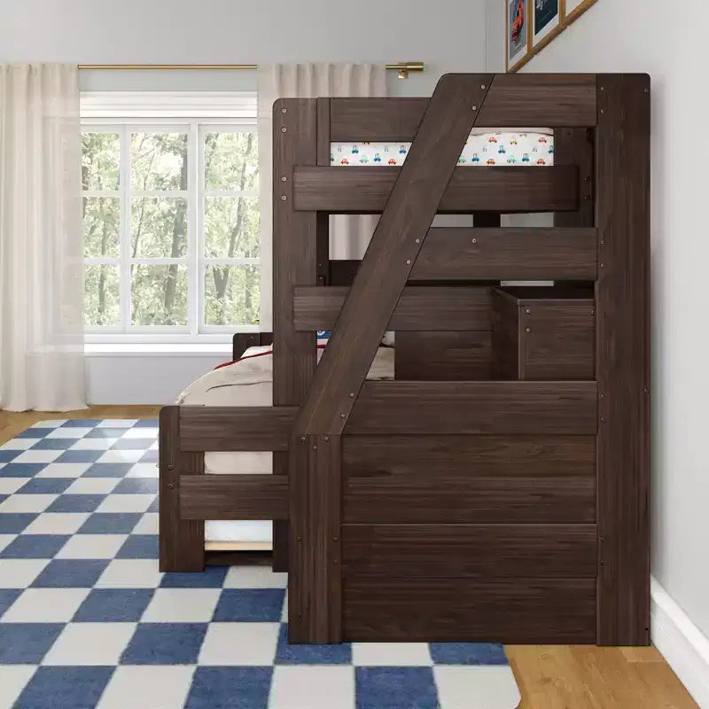 Twin Over Full Bunk Bed with Staircase and Trundle