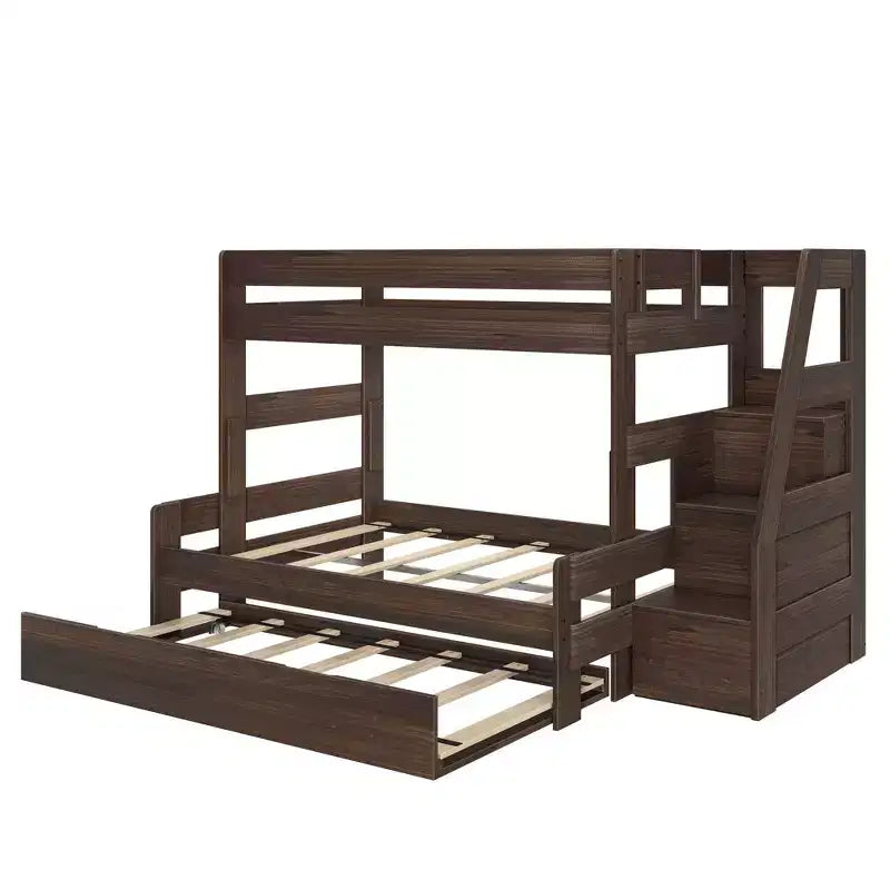 Twin Over Full Bunk Bed with Staircase and Trundle