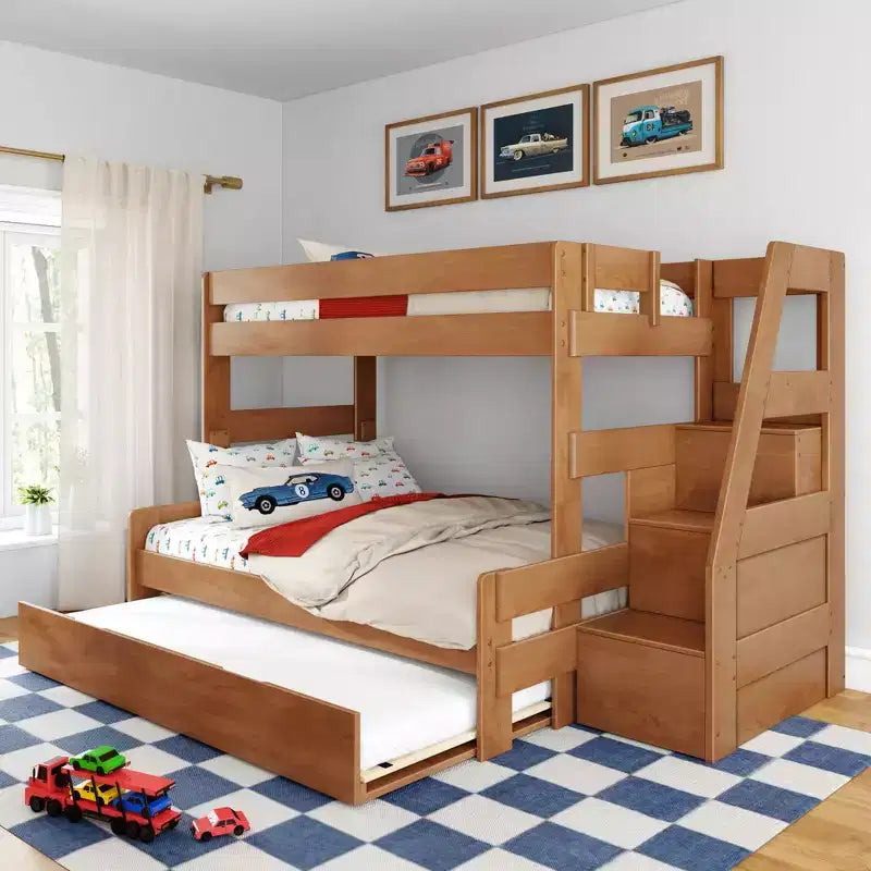 Twin Over Full Bunk Bed with Staircase and Trundle