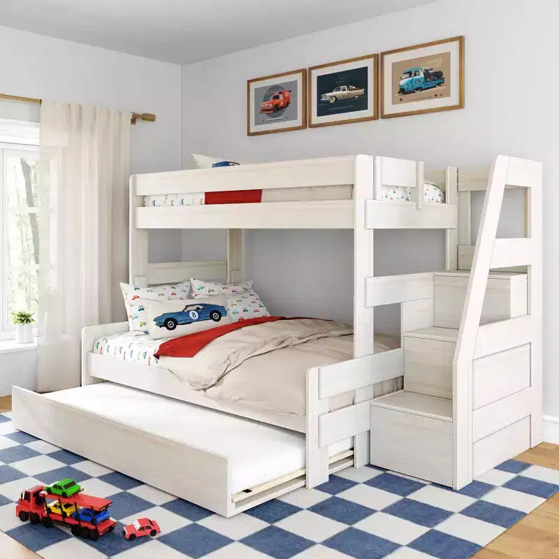 Twin Over Full Bunk Bed with Staircase and Trundle