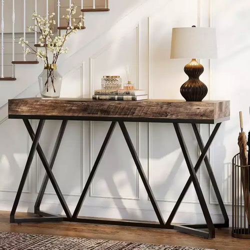 Console de 55" avec base métallique géométrique
