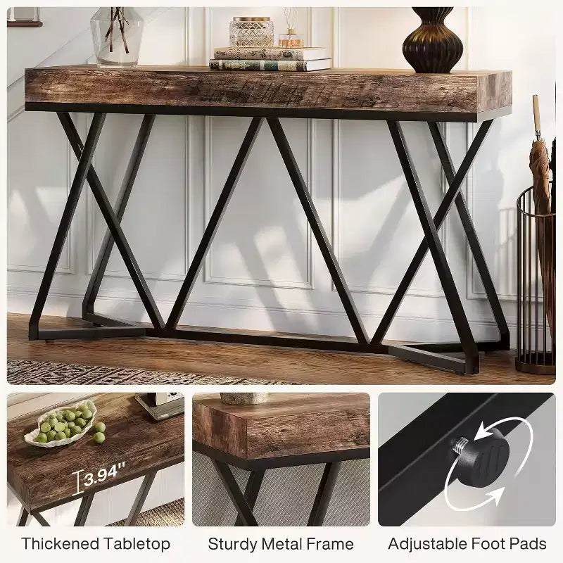 Console de 55" avec base métallique géométrique
