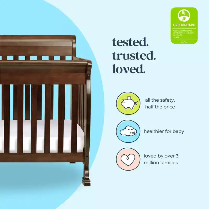 Lit de bébé convertible 4 en 1 – Bois de pin massif, Certifié GREENGUARD Gold