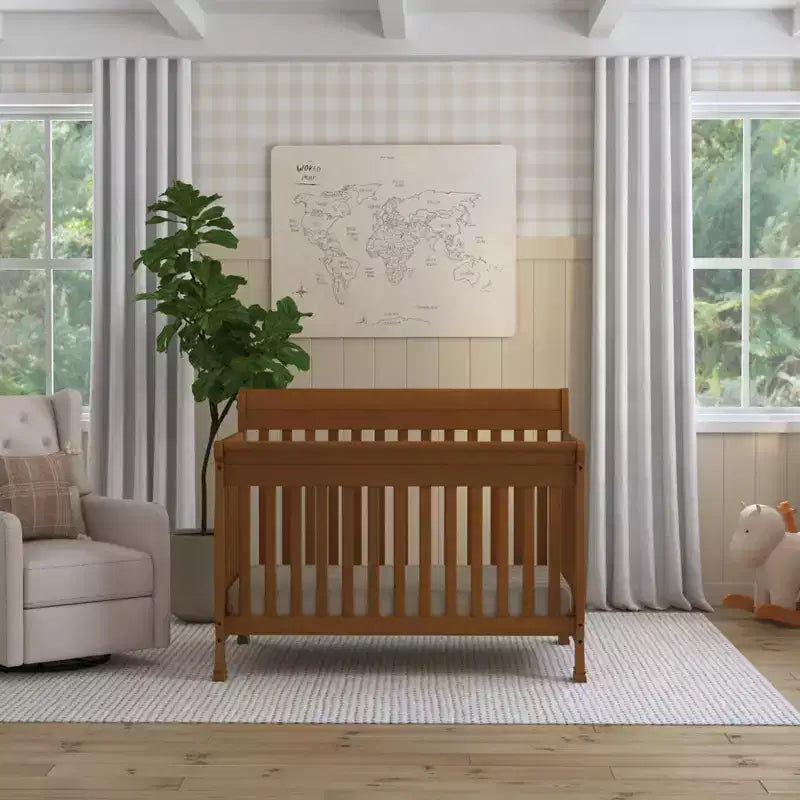 4-in-1 Convertible Crib – Solid Pine Wood, GREENGUARD Gold Certified